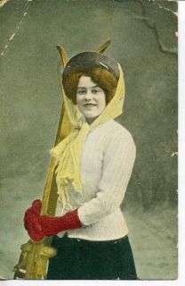 VINTAGE NORWAY POSTCARD GLAEDELIG JUL GIRL NORGE 1908