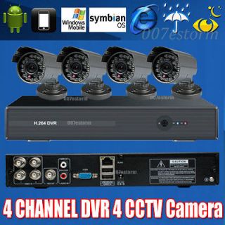 4ch 4 CAMERA OUTDOOR CCTV DVR SECURITY SYSTEM IP66 3G