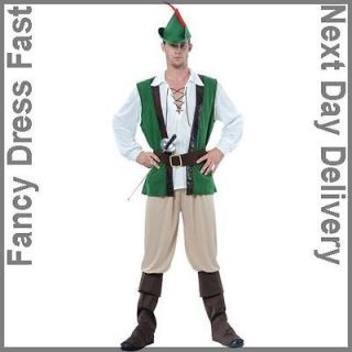 Mens Large Robin Hood Hero Archer Legend Medieval Fancy Dress Costume 