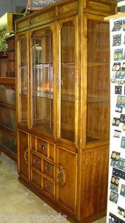 1980S STANLEY LIGHTED DINING ROOM CHINA CURIO CABINET CUPBOARD HUTCH 