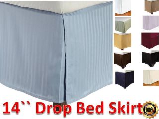 Egyptian Quality Stripe Bed Skirt   Pleated Tailored 14 Drop