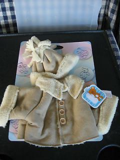 NEW BEAR SUEDE AND SHERPA COAT& HAT FITS 17 BUILD A BEAR LOBLAWS 