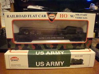HO Model Power US ARMY 51 FLAT w/ LOW BOY TRANSPORTER #8652