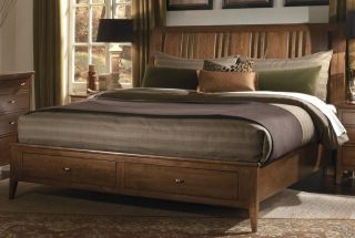 Kincaid Cherry Park King Sleigh Storage Bed SOLID WOOD