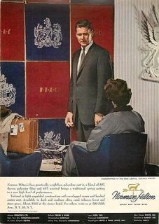 1960 Norman Hilton Garbardine Suit BOAC Vintage Ad