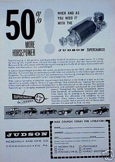 1960 60 Judson Supercharger Super ORIGINAL Vintage Ad CMY STORE 5 