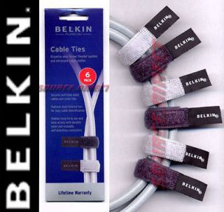 Belkin PureAV Audio Velcro Cable Ties Black Gray 6 Pack