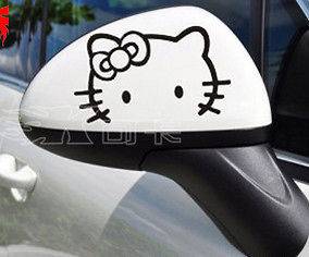 PCS Hello Kitty Logo Decal Car Sticker Rearview Mirror In Black