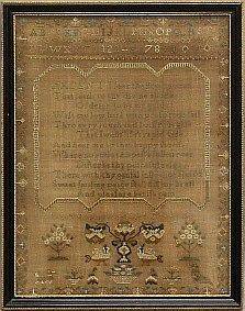 Fine Needlework Hand Stitched Sampler by Sarah Aspin, 1803