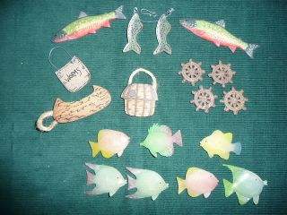 Lot of Scrapbook or Craft Fishing Decorations Fish Equipment
