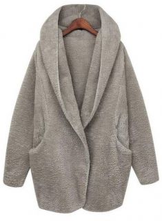Autumn Winter women cape plush thick warm long hooded woolen fur coat