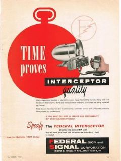 1963 Federal Signal Siren Interceptor PA Unit AD