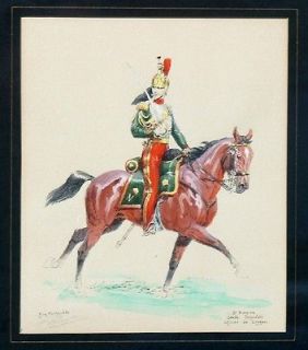 Lithograph French Officer of Dragons Imperial Guard by Eugene 