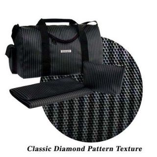 NEW Designer Diaper Bag by Cherubini Blk/​Charcoal Signature Stripe 