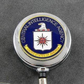 CIA Security Badge Retractable ID Holder Reel Chrome