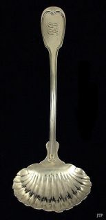 RARE c1850 SOUTHERN AMERICAN COIN SILVER SOUP LADLE