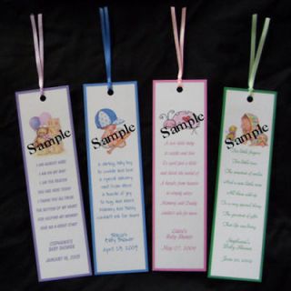 20 Baby Shower Favors Personalized LAMINATED BOOKMARKS Adorable