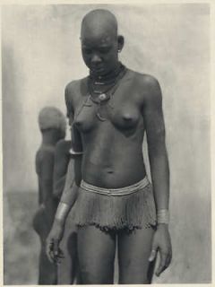 Bald, Bare Breasted Nuer Woman Africa Authentic 1930 Photogravure View