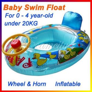 Blue Wheel & Horn Baby Swim Float Seat Boat Kids Inflatable Ring Pool 