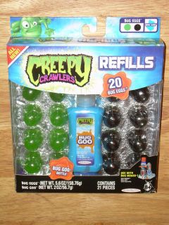 NIB 2011 Jakks CREEPY CRAWLERS REFILLS Green & Black Bug Eggs & Blue 