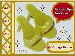 Vintage Barbie Mustard Open Toe Shoes Japan nm