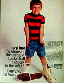 1969 Converse Mens~Boys Tennis Shoes All Stars Basketball Promo AD