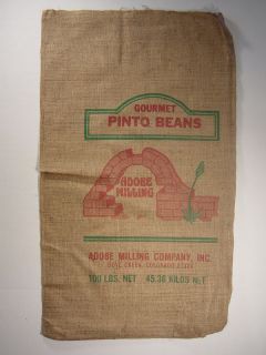 Adobe Milling Pinto Beans 100# Burlap Feed Sack New
