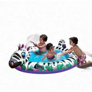 Banzai Spray n Play Zebra Inflatable Pool Water Yard Play Backyard New