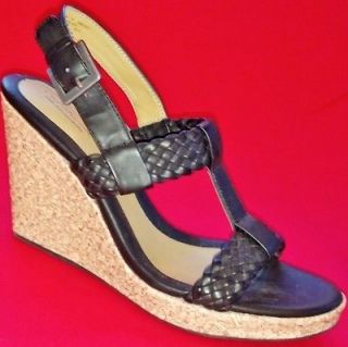 NEW Womens CROFT & BARROW INGA Black Wedge Strappy Sandals Fashion 
