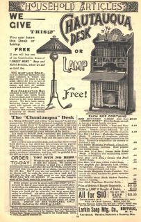 1892 ad h larkin soap mfg chautauqua desk lamp