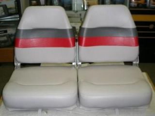 BRAND NEW, ACTION, HIGH BACK BOAT SEAT, GREY/CHARCOAL/​RED SET OF 2 