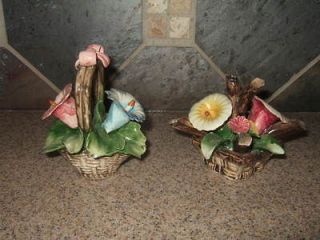   of 2 * 1980s Nuova Capodimonte Ceramic Flower Baskets * Italy Italian