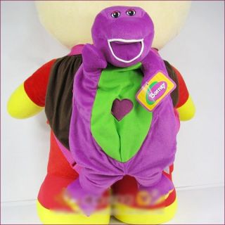 Lovely Soft 20 Barney Plush Doll Backpack The Dinosaur Heart Purple 