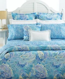 NEW Ralph Lauren Jamaica Blue Paisley Comforter, 3 Euro Shams & 2 