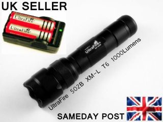    T6 ULTRAFIRE 1000LUMENS FLASHLIGHT/TORCH WITH CHARGER BATTERIES CASE