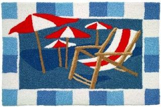 Beach Chair and Umbrellas Jellybean Accent Area Rug