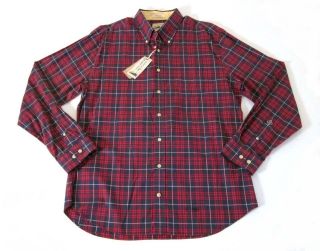 125 Nwt GANT Rugger Blue Red Check Button Down Collar Sueded Twill 