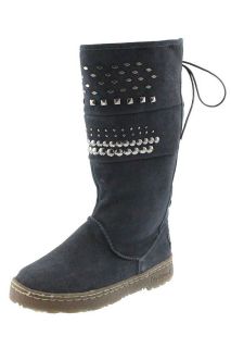 Bearpaw NEW Silverthorne Navy Studded Lined Back Lace Mid Calf Boots 