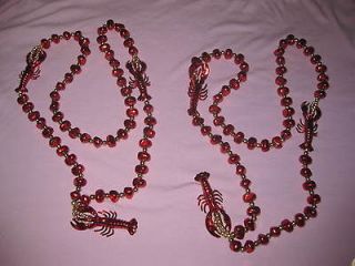   CRAWFISH RED LOBSTER MARDI GRAS BEAD NECKLACE LOT NEW ORLEANS TRAP