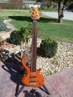   Fretless 5 String, Quilted maple top, Asian ebony board, Bartolini