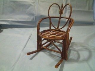 VINTAGE DOLL OR PLUSH BEAR BENT WOOD TWIGS 10.5 WOODEN ROCKING CHAIR