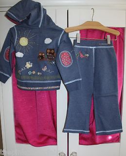   baby Woodsy Treehouse owl embroidered button hoodie sweatsuit 2T BC 20