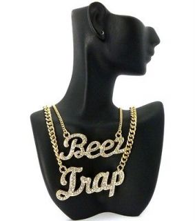 Nicki Minaj Inspired Iced Out BEEZ in the TRAP Pendant Necklace CHAIN 