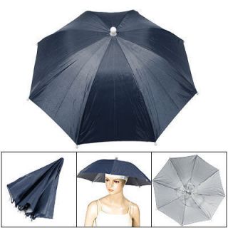 Hands Free Fishing Rain Sun Umbrella Hat Cap Navy Blue c
