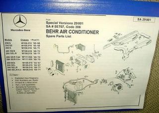   69 71 W109 Sedan BEHR A/C AIR CONDITIONER SPARE PARTS LIST