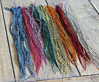 32 REAL XLONG WHITING FEATHER HAIR EXTENSION SALON GRADE+ BEADs(bwends 