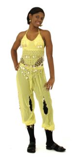 BELLY DANCE DANCING OUTFIT PANT SET ETHNIC AFRICAN STYLE ELASTIC WAIST 