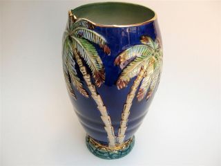 Vintage Beswick Palm Trees Vase ca.1940s   Cobalt