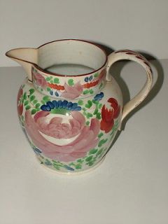 SWANSEA PEARLWARE BEVINGTON PERIOD HAND PAINTED FLORAL ANTIQUE JUG 