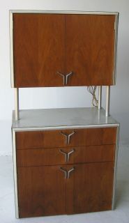 Mid Century Modern Medical Cabinet with Wood Draws Vintage W.D 